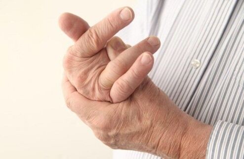 Finger joint pain in an elderly person